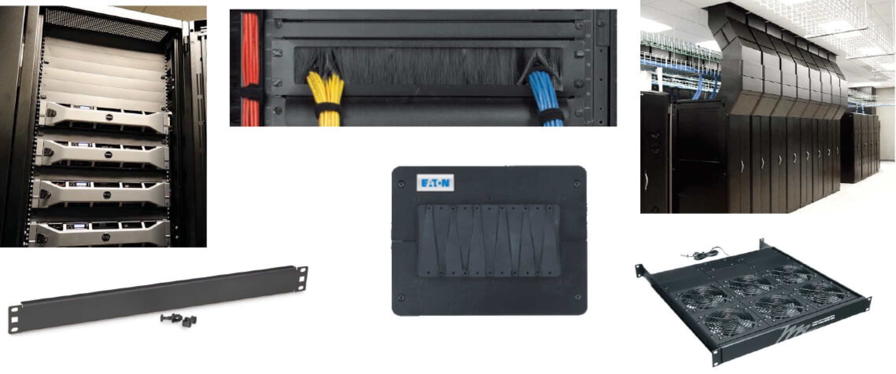 Airflow management accessories including blanking panels and fan kits